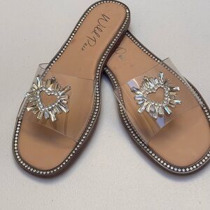 WILD.PAIR RHINESTONE SANDALS WOMEN SIZE 9  SEE PICS